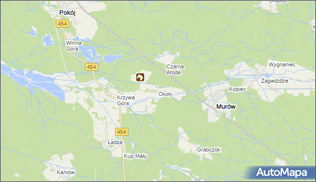 mapa Okoły gmina Murów, Okoły gmina Murów na mapie Targeo