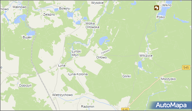 mapa Orłowo gmina Nidzica, Orłowo gmina Nidzica na mapie Targeo