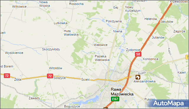 mapa Pasieka Wałowska, Pasieka Wałowska na mapie Targeo