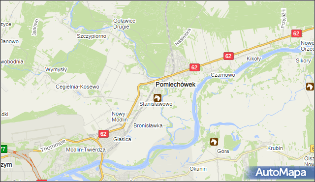 mapa Pomiechowo, Pomiechowo na mapie Targeo