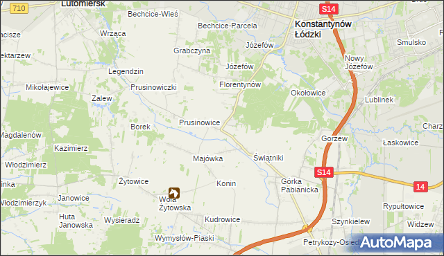 mapa Porszewice, Porszewice na mapie Targeo