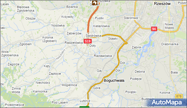 mapa Racławówka, Racławówka na mapie Targeo