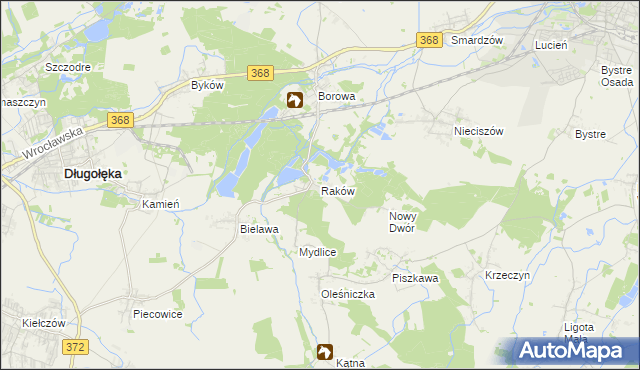 mapa Raków gmina Długołęka, Raków gmina Długołęka na mapie Targeo