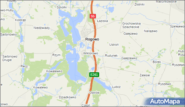 mapa Rogówko gmina Rogowo, Rogówko gmina Rogowo na mapie Targeo