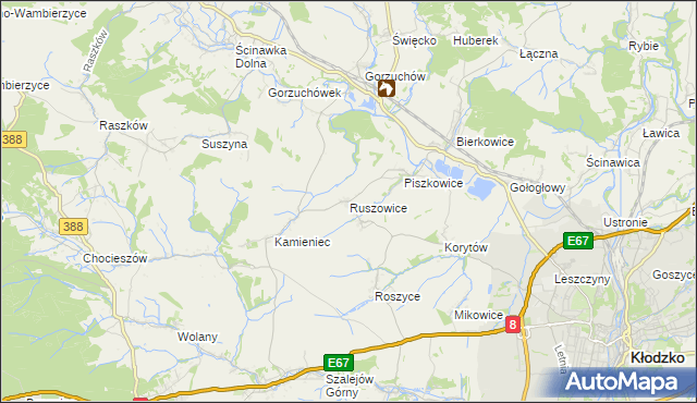 mapa Ruszowice gmina Kłodzko, Ruszowice gmina Kłodzko na mapie Targeo