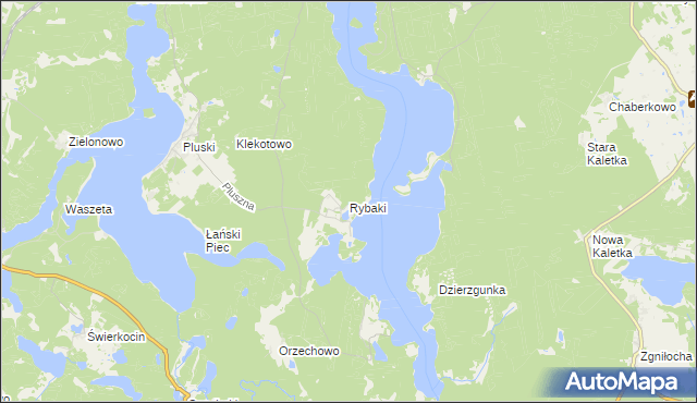 mapa Rybaki gmina Stawiguda, Rybaki gmina Stawiguda na mapie Targeo