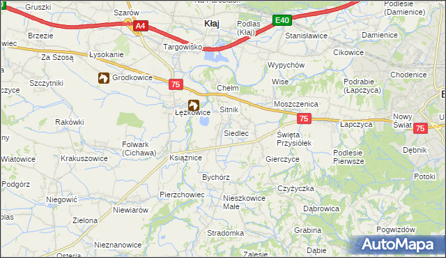 mapa Siedlec gmina Bochnia, Siedlec gmina Bochnia na mapie Targeo