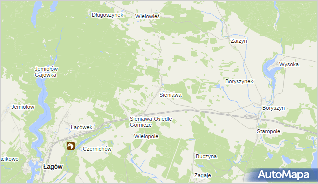 mapa Sieniawa gmina Łagów, Sieniawa gmina Łagów na mapie Targeo