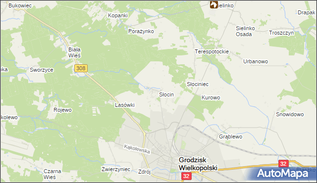 mapa Słocin, Słocin na mapie Targeo