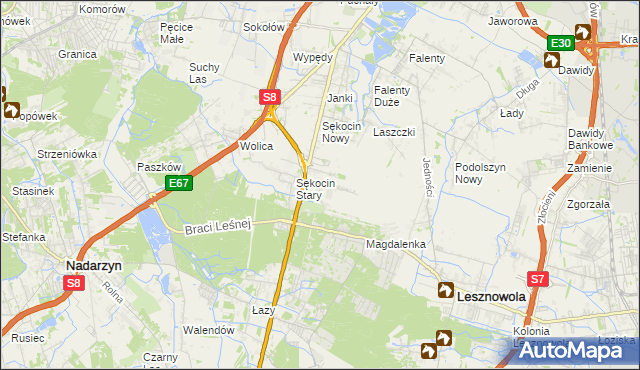 mapa Słomin gmina Raszyn, Słomin gmina Raszyn na mapie Targeo
