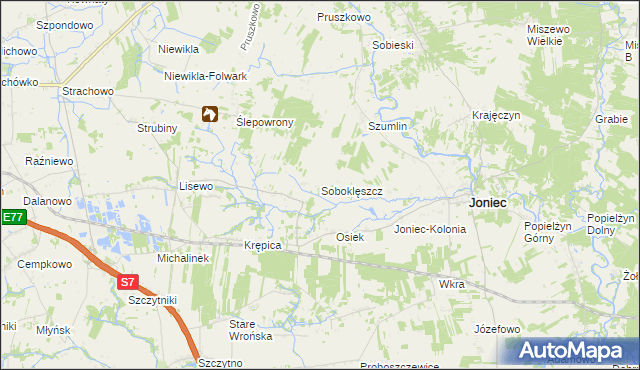 mapa Soboklęszcz gmina Joniec, Soboklęszcz gmina Joniec na mapie Targeo