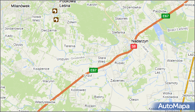 mapa Stara Wieś gmina Nadarzyn, Stara Wieś gmina Nadarzyn na mapie Targeo