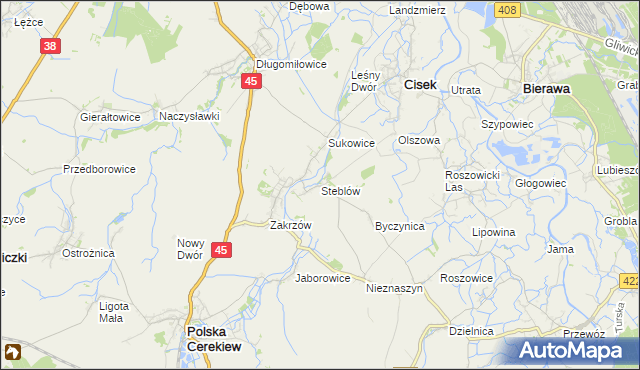 mapa Steblów gmina Cisek, Steblów gmina Cisek na mapie Targeo