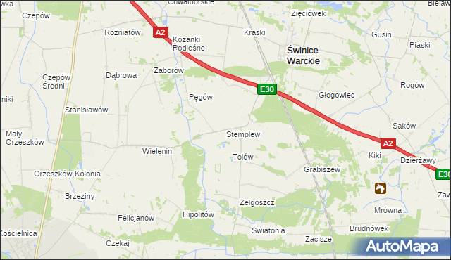 mapa Stemplew, Stemplew na mapie Targeo