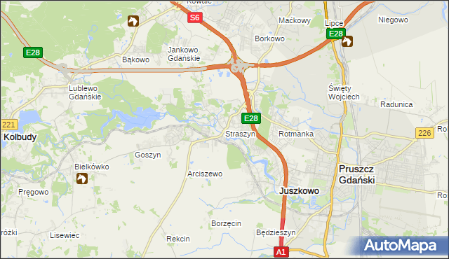 mapa Straszyn, Straszyn na mapie Targeo