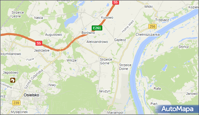 mapa Strzelce Górne, Strzelce Górne na mapie Targeo
