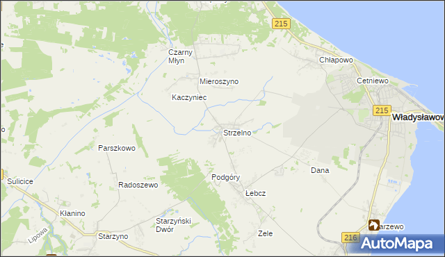 mapa Strzelno gmina Puck, Strzelno gmina Puck na mapie Targeo