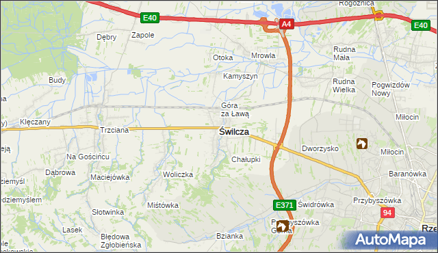 mapa Świlcza, Świlcza na mapie Targeo