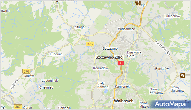 mapa Szczawno-Zdrój, Szczawno-Zdrój na mapie Targeo