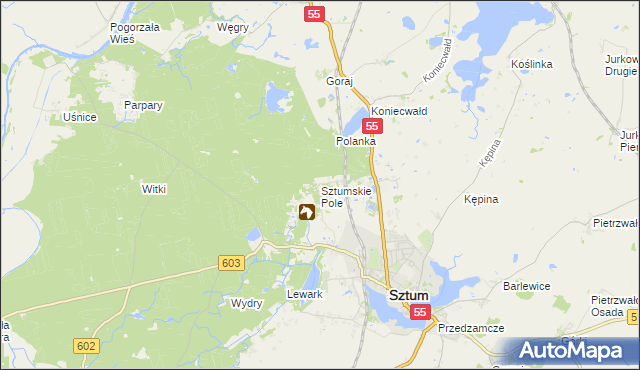 mapa Sztumskie Pole, Sztumskie Pole na mapie Targeo