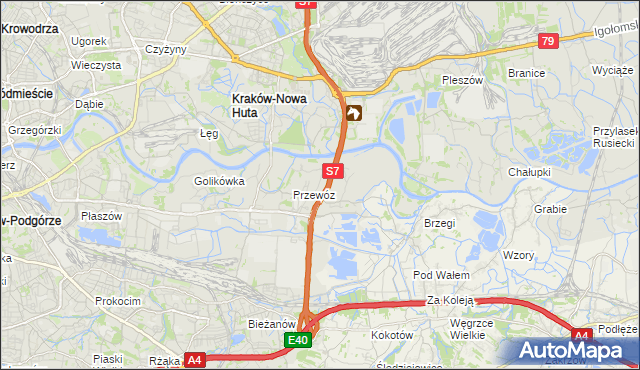 mapa Ulica gmina Kraków, Ulica gmina Kraków na mapie Targeo