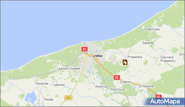 mapa Ustka, Ustka na mapie Targeo