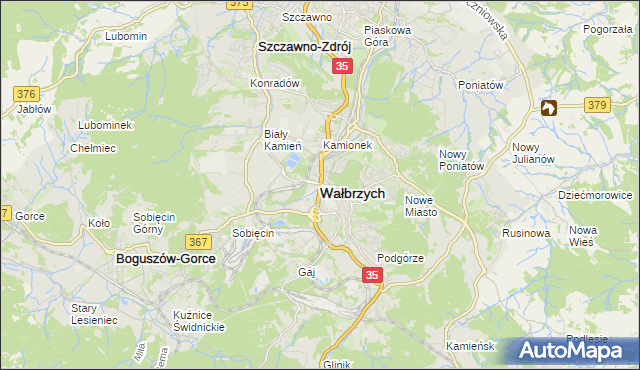 mapa Wałbrzycha, Wałbrzych na mapie Targeo