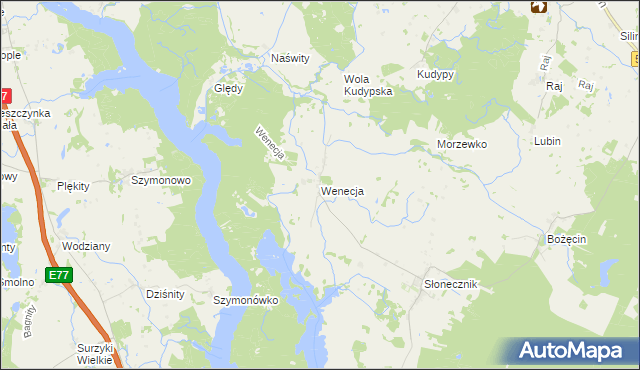 mapa Wenecja gmina Morąg, Wenecja gmina Morąg na mapie Targeo