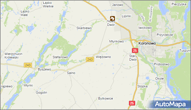 mapa Więzowno, Więzowno na mapie Targeo