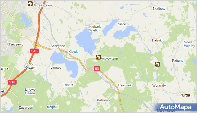 mapa Wojtkowizna, Wojtkowizna na mapie Targeo