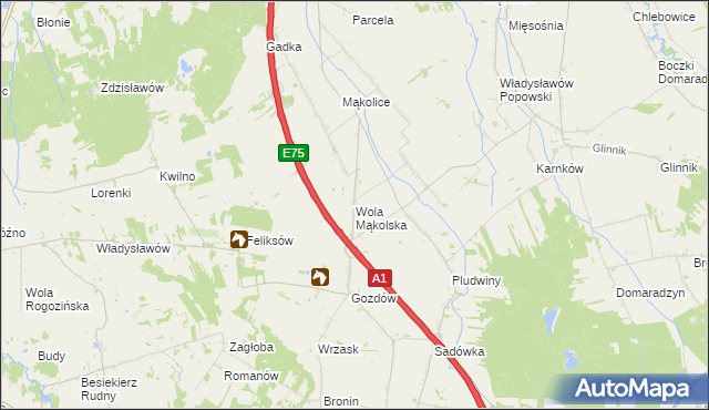 mapa Wola Mąkolska, Wola Mąkolska na mapie Targeo