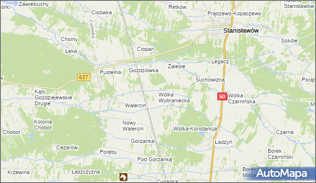 mapa Wólka Wybraniecka, Wólka Wybraniecka na mapie Targeo