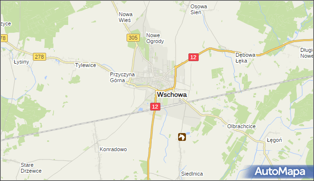 mapa Wschowa, Wschowa na mapie Targeo