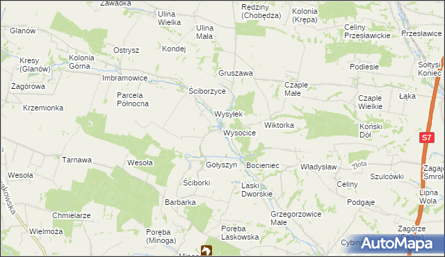 mapa Wysocice, Wysocice na mapie Targeo