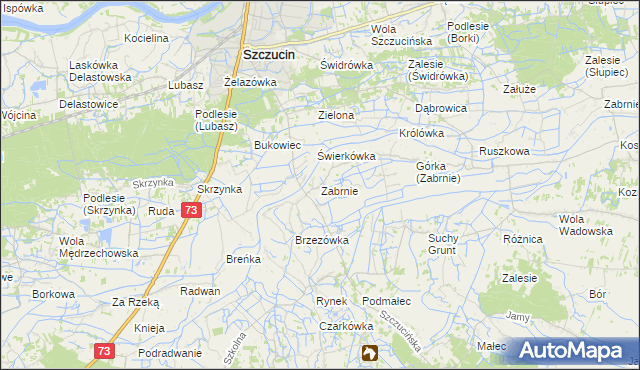 mapa Zabrnie gmina Szczucin, Zabrnie gmina Szczucin na mapie Targeo