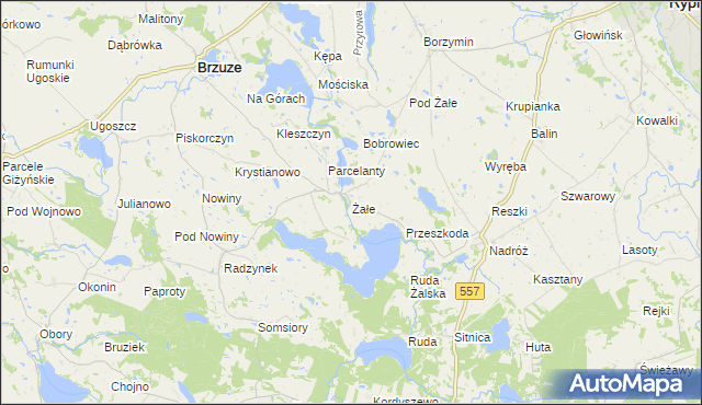 mapa Żałe, Żałe na mapie Targeo