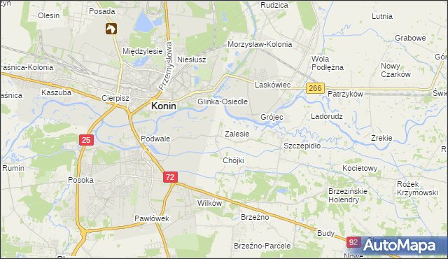 mapa Zalesie gmina Krzymów, Zalesie gmina Krzymów na mapie Targeo