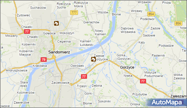 mapa Zalesie Gorzyckie, Zalesie Gorzyckie na mapie Targeo