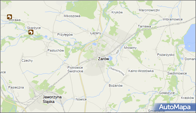 mapa Żarów powiat świdnicki, Żarów powiat świdnicki na mapie Targeo