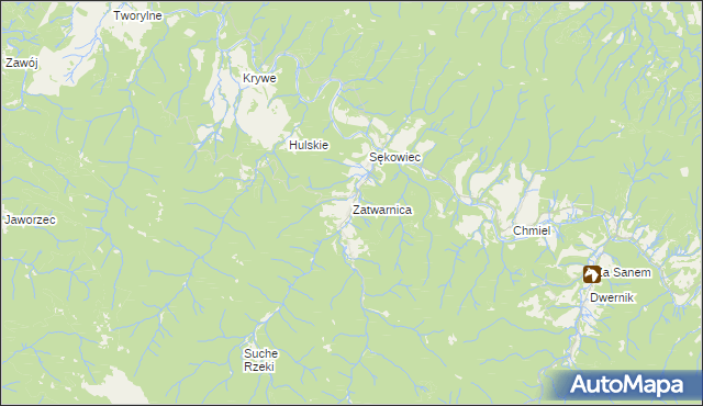 mapa Zatwarnica, Zatwarnica na mapie Targeo