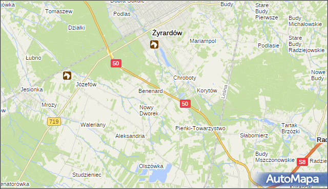 mapa Zazdrość gmina Radziejowice, Zazdrość gmina Radziejowice na mapie Targeo