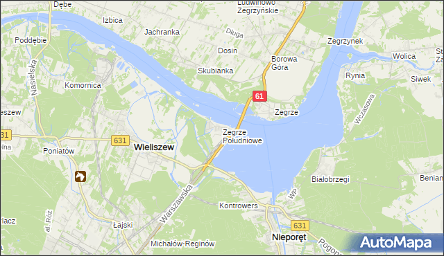 mapa Zegrze Południowe, Zegrze Południowe na mapie Targeo