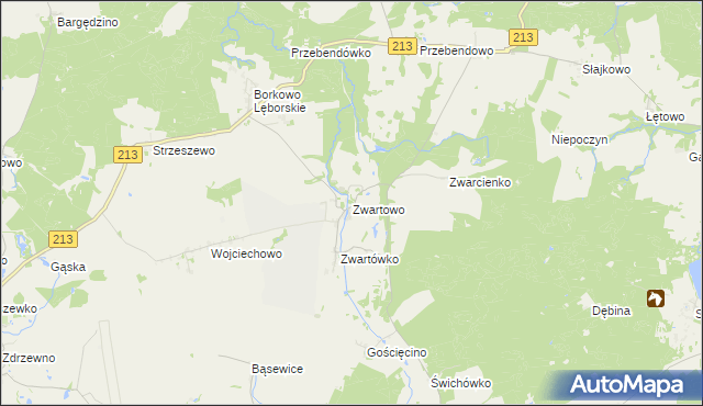 mapa Zwartowo gmina Choczewo, Zwartowo gmina Choczewo na mapie Targeo
