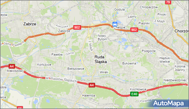 mapa Rudy Śląskiej, Ruda Śląska na mapie Targeo