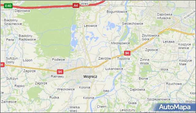 mapa Zakrzów gmina Wojnicz, Zakrzów gmina Wojnicz na mapie Targeo