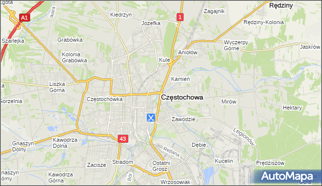 mapa Częstochowy, Częstochowa na mapie Targeo