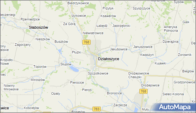 mapa Działoszyce, Działoszyce na mapie Targeo