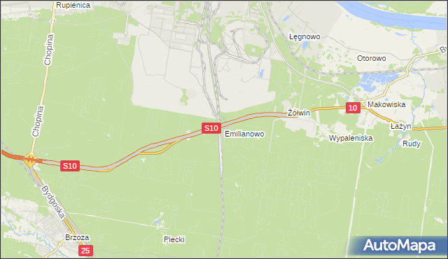 mapa Emilianowo gmina Nowa Wieś Wielka, Emilianowo gmina Nowa Wieś Wielka na mapie Targeo