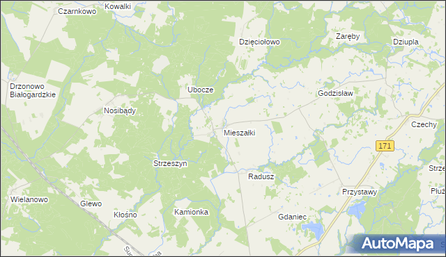 mapa Mieszałki, Mieszałki na mapie Targeo