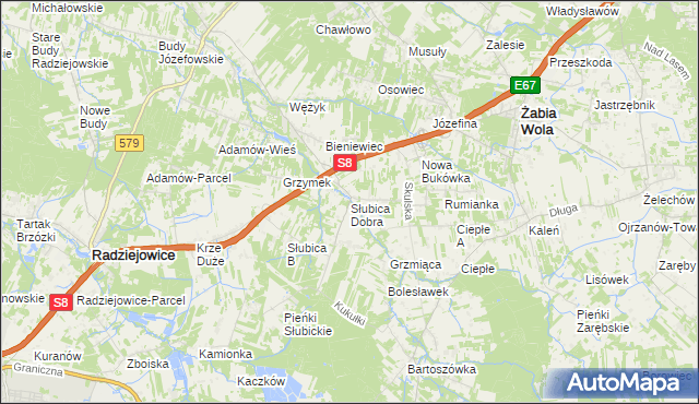 mapa Słubica Dobra, Słubica Dobra na mapie Targeo